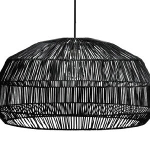 Rotan / Rieten Hanglamp, Handgemaakt, Zwart, â72 cm