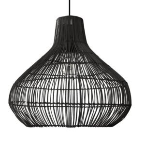 Rotan / Rieten Hanglamp, Handgemaakt, Zwart, â50 cm