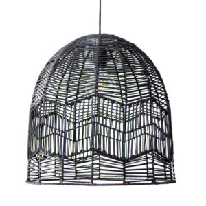 Rotan / Rieten Hanglamp, Handgemaakt, Zwart, â45 cm