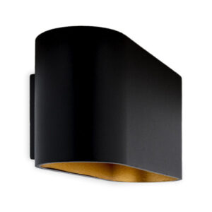 Wandlamp Ovaal, Vast, G9 Fitting, Mat Zwart / Goud