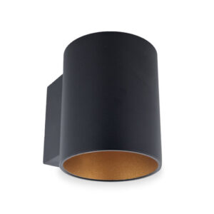 Wandlamp Rond, Vast, G9 Fitting, Mat Zwart / Goud