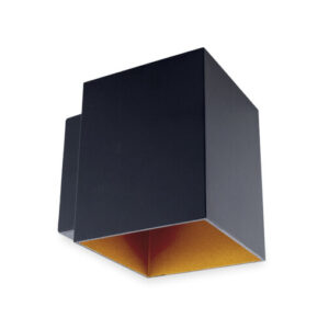 Wandlamp Vierkant, Vast, G9 Fitting, Mat Zwart / Goud