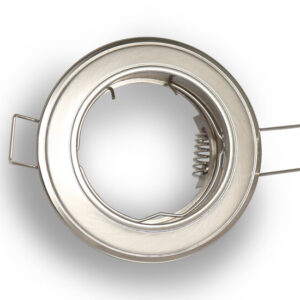 Inbouwspot, Rond, Kantelbaar, Aluminium, RVS Look, Satijn