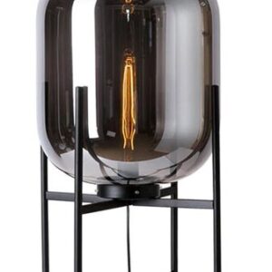 Smoke Glazen Tafellamp, Metaal, E27 Fitting, â23x45cm, Zwart