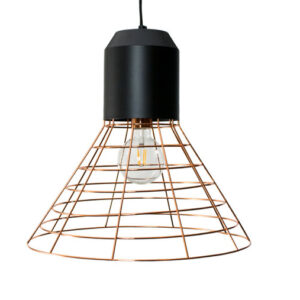 Metalen Hanglamp Cage, E27 Fitting, Koper / Zwart, Ã45 x 40 cm