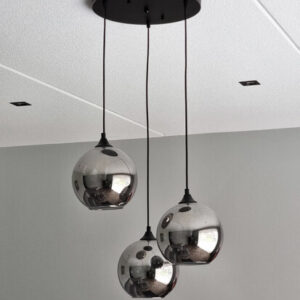 Smoke Glazen Hanglamp, 3 Bollen, â20cm, Zwart