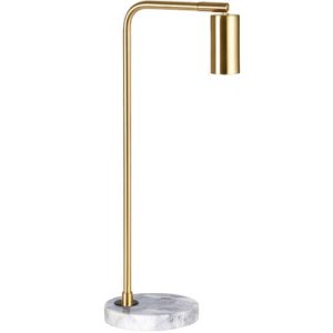 Marmeren Tafellamp, Metaal, E27 Fitting, â15x28cm, Messing / Wit