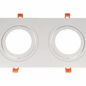 Inbouwspot (Dubbel), Vierkant, Kantelbaar, AR111, Mat Wit