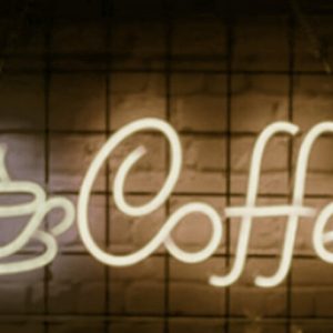 LED Neon Wandlamp "Coffee", Op USB, 42x22x2cm, Warm Wit