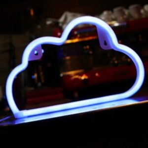 LED Neon Wandlamp "Wolk", Op Batterijen en USB, 30x19x2cm, Blauw