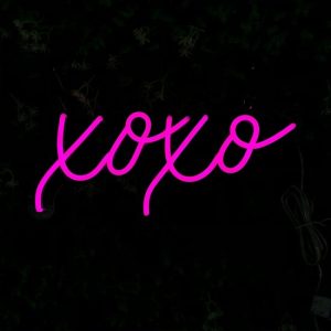 LED Neon Bord "Xoxo", Incl. Adapter, 40x17cm, Roze