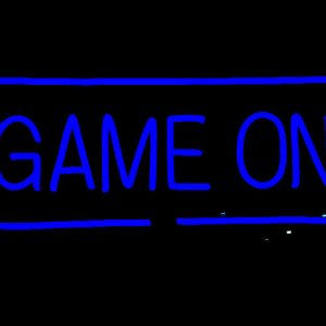 LED Neon Verlichting Bord "Game On", Incl. Adapter, 50x20cm, Blauw