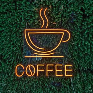 LED Neon Verlichting Bord "Coffee", Incl. Adapter, 70x57cm, Extra Warm Wit