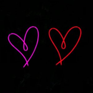 LED Neon Bord "Hartje", Incl. Adapter, 23x30cm, Roze