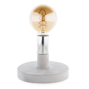 Tafellamp Beton, E27 Fitting, Grijs/Chroom, â18x24cm