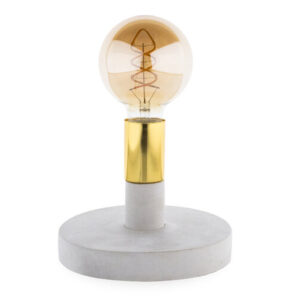 Tafellamp Beton, E27 Fitting, Grijs/Goud, â18x24cm