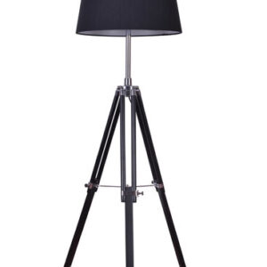 Rouen Industrieel Design Tripod Vloerlamp Chroom Met Zwarte Lampenkap