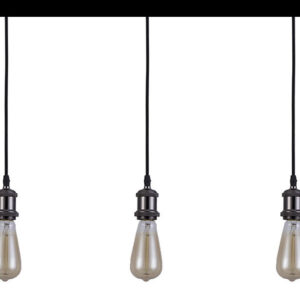 Vintage Hanglamp, 3 x E27 Fitting, Mat Zwart