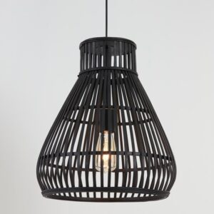 Bamboe Hanglamp, Handgemaakt, Zwart, â47 cm