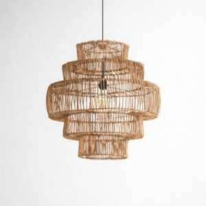 Rotan / Rieten Hanglamp, Handgemaakt, Naturel, â50 cm
